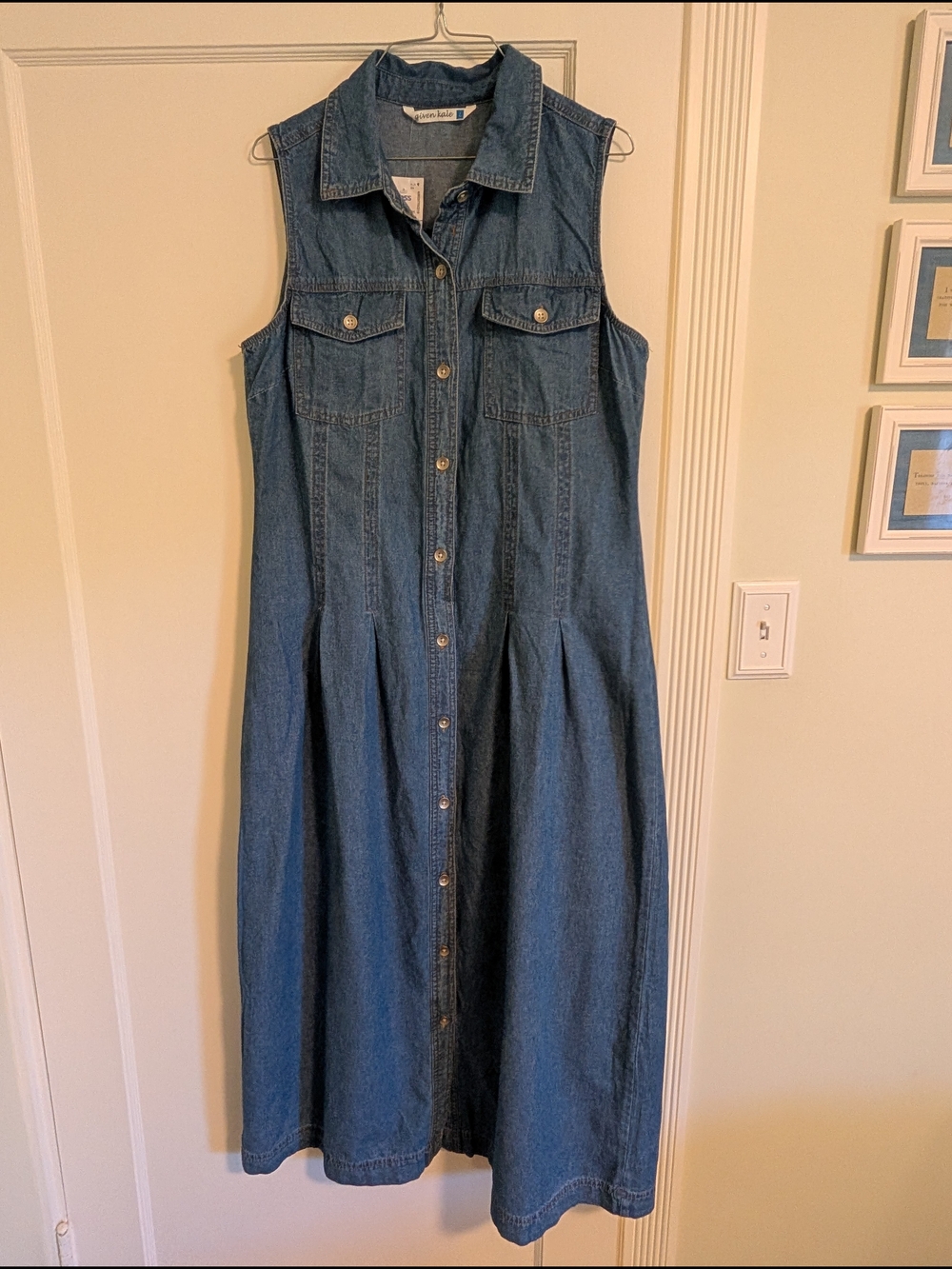 Given Kale Sleeveless Denim Midi Dress